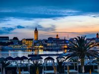 Blick auf die Altstadt von Rab von unserem Hotel aus