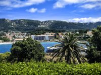 Blick auf unser Hotel in Rab