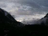Blick in Bovec in den Triglav NTP ganz in weiß