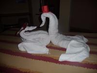 Bettverzierung im Hotel