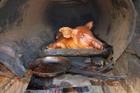 unser Spanferkel in der Mittagspause in den Bergen der Sierra del Escambray