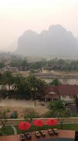 Blick aus dem Hotelzimmer in Vang Vieng 