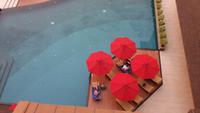 Blick aus dem Hotelzimmer in Vang Vieng 