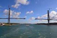 Fahrt durch den Panamakanal - Brückenneubau auf der Atlantikseite