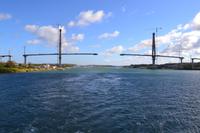 Fahrt durch den Panamakanal - Brückenneubau auf der Atlantikseite