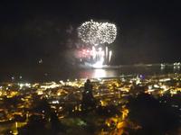 Blick von der Hotelterrasse auf das Feuerwerk anlässlich des Atlantikfestival
