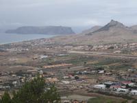 Porto Santo - Blick vom Pico Castelo über die Insel mit Flughafen