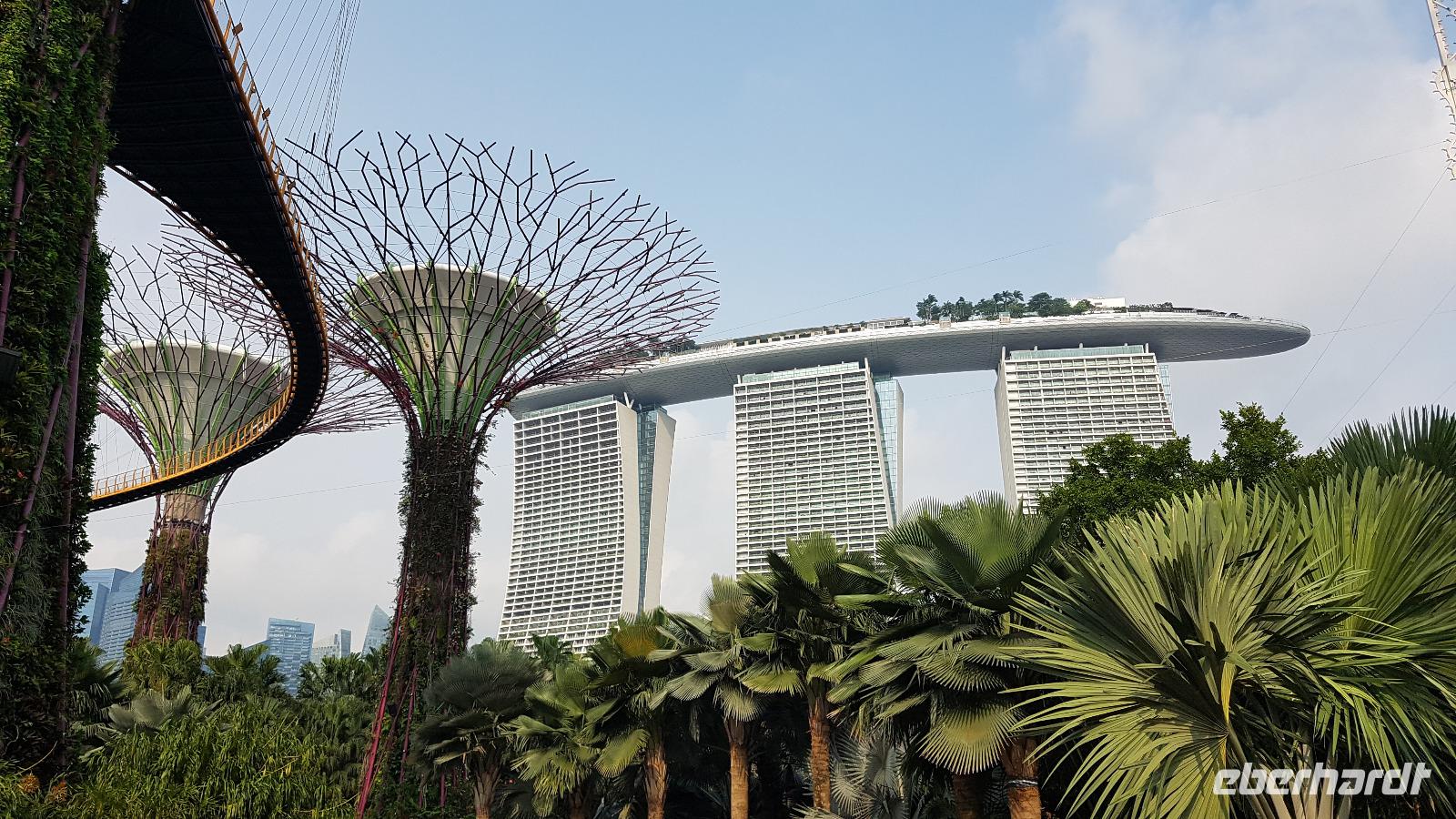 Singapur, Gardens by the Bay, Super Trees und Hotel Marina Bay Sands