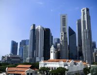 Die Skyline von Singapur wird vor allem von Hochhäusern geprägt