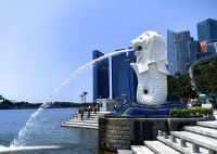 Der Merlion ist ein Mischwesen aus Fisch und Löwe, er ist das Wahrzeichen der Stadt
