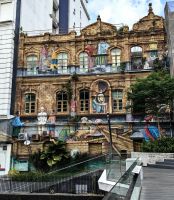 Bunte Hausfassade im Zentrum von Kuala Lumpur