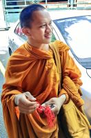 Wir treffen buddhistische Mönche in Ipoh