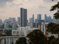 Blick auf Singapur am Morgen
