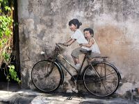 Malaysia. Berühmtestes Streetart - Motiv in Georgetown / Penang