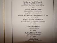 Menü maltesischer Abend im Restaurant ,,Ta´Marija