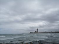 Blick von der Küste, Moschee Hassan II. in Casablanca