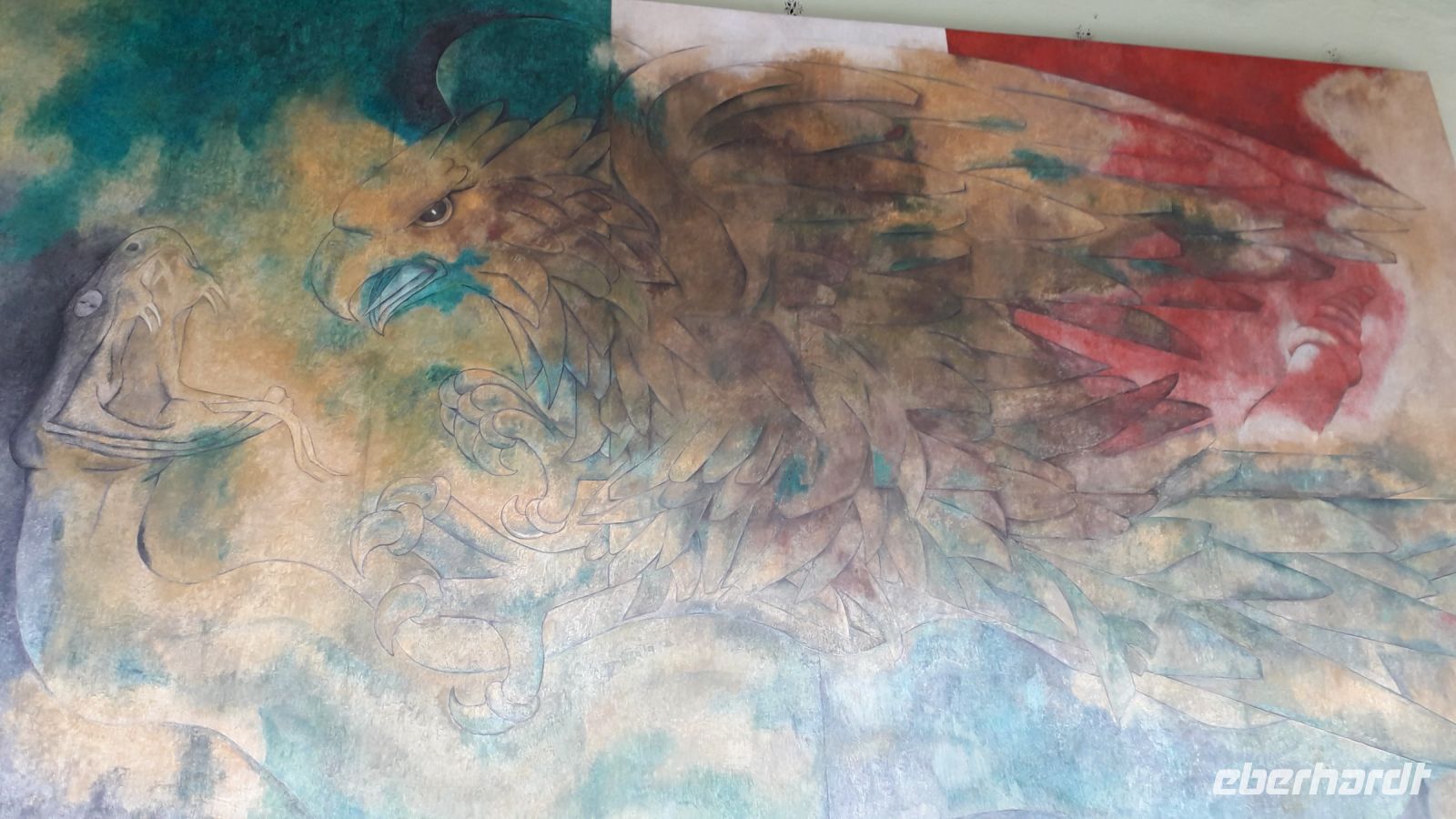 Eines der Bilder, die im Regierungspalast hängen: Der Adler, der eine Schlange frisst, sitzt auf dem Kaktus