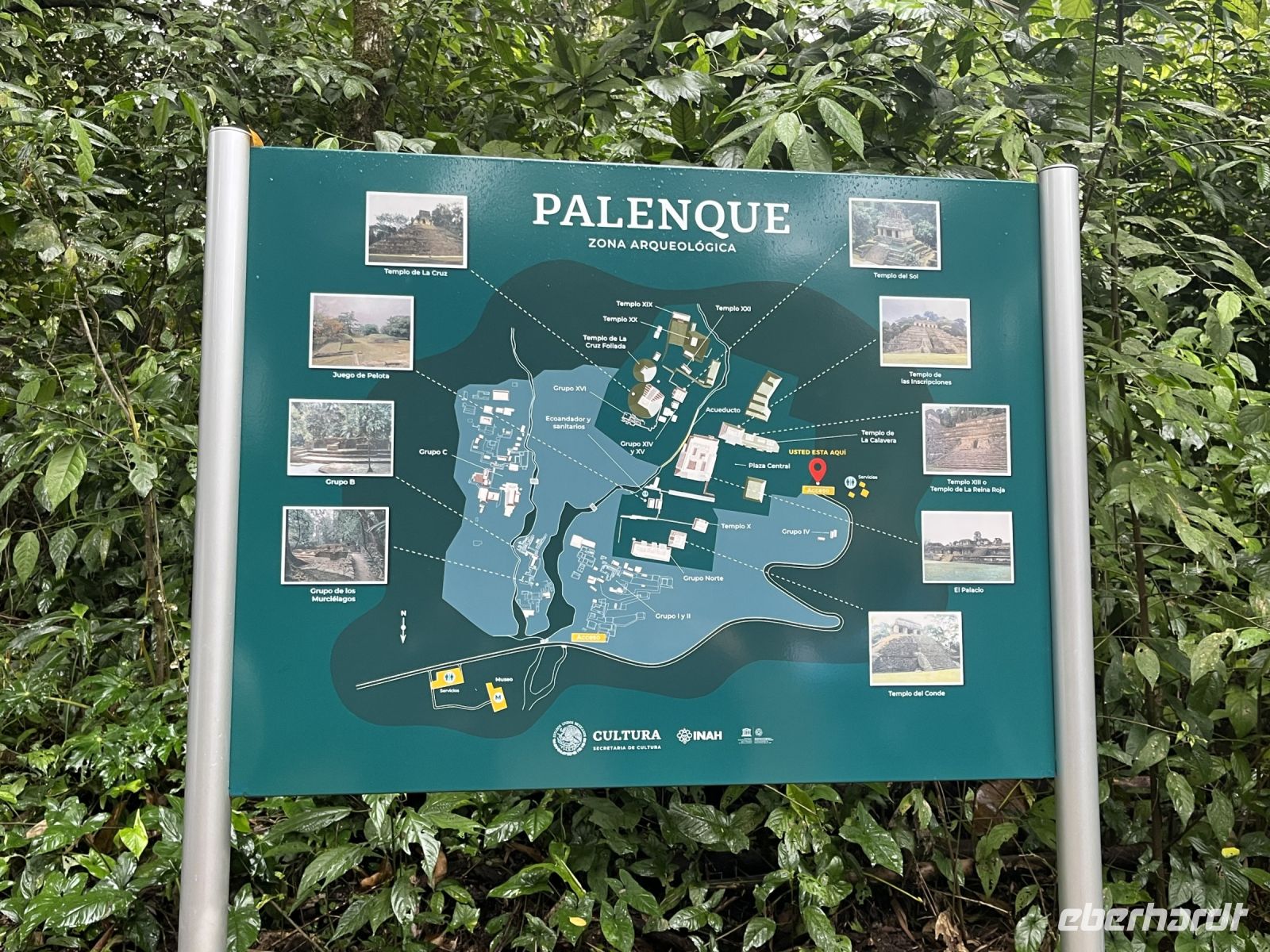 Karte der archäologischen Zone von Palenque