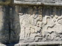 Portrait eines Tolteken mit Maya-Schopf in der Hand, Chichen Itza