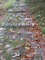 Aufstieg zur Kirche im Dorf Gornji Stoliv