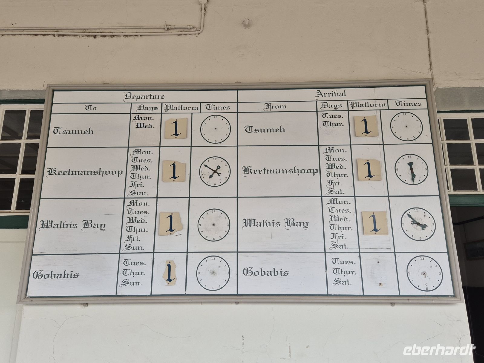 Tag 15 - Windhoek - Bahnhof Anzeigetafel Old Style