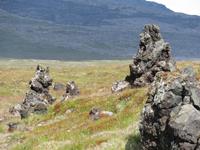 268 Island -  Halbinsel Snaefellsnes - Wanderung am Strand bei Dritvik Djupalonssandur - Trolle in Gestalt von einem Hund und einem Bären