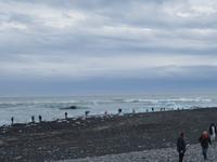 941 Island - Strand an der Mündung der Gletscherlagune Jökulsarlon im Meer - Annette und Enrico