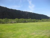 Die bis zu 100 Meter hohe hufeisenförmige Felswand in Asbyrgi