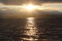 Sonnenschein bei Walbeobachtung am Abend