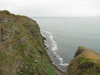Blick auf eine Klippe; Brutstätte der Papageitaucher