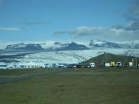 Blick aus dem Bus: Wir sind an der Gletscherlagune angekommen