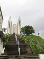 Blick auf die Kirche in Akureyri