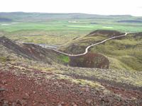 Tal Nordurádalur und der Krater Grábrók