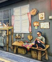 Kunstvoll gestaltete Hauswand in Singapur &ndash; &copy; Simone Willner (Eberhardt TRAVEL)