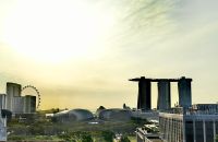Kulisse Singapur am frühen Morgen von der Dachterrasse des Hotels aus &ndash; &copy; Simone Willner (Eberhardt TRAVEL)
