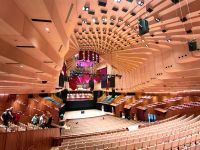 Konzertsaal der Oper mit Merinohängern in Pink für bessere Aktustik &ndash; &copy; Simone Willner (Eberhardt TRAVEL)