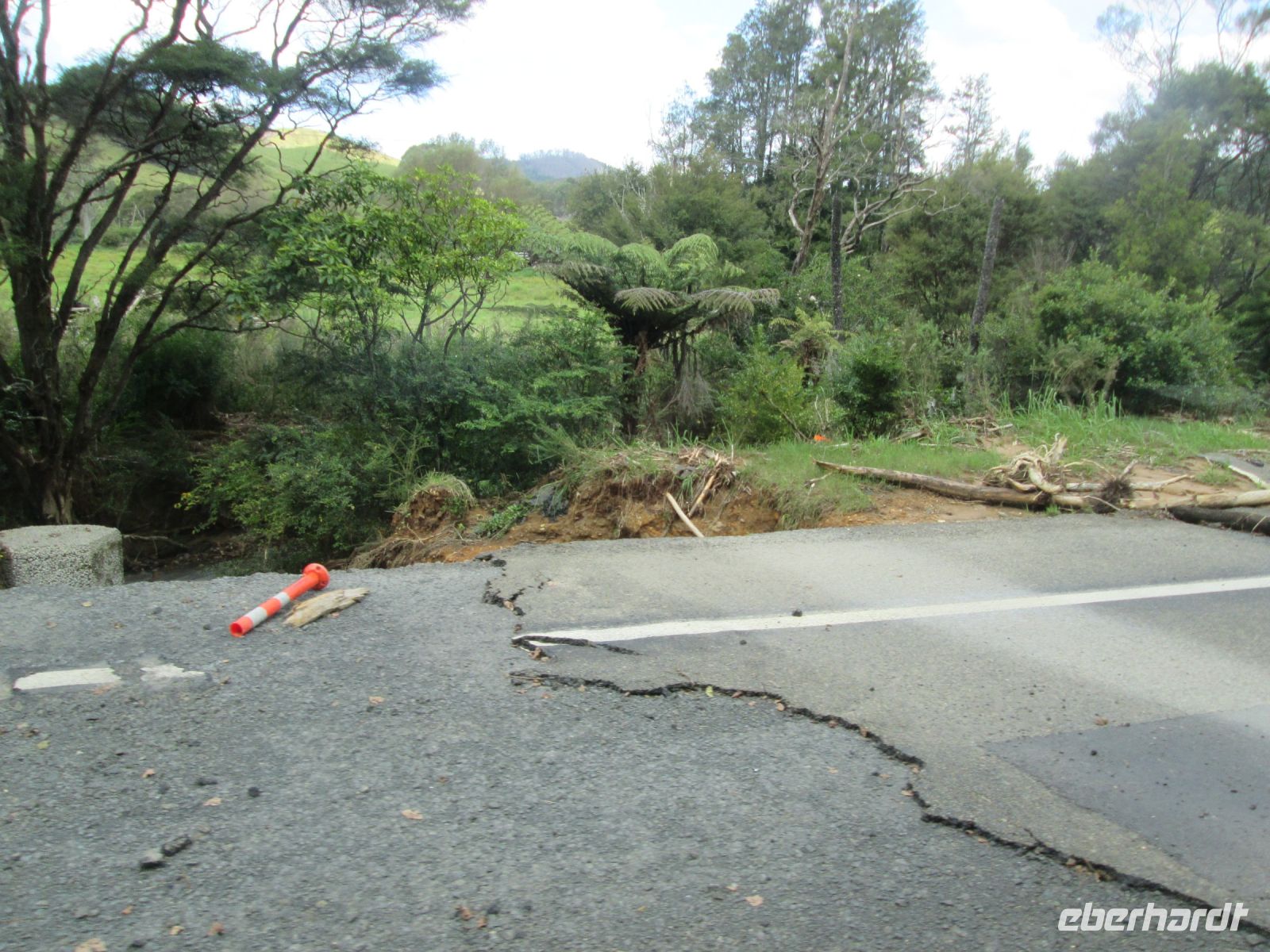 Beispiel der Zerstörungskraft des Zyklon auf der Coromandel Halbinsel