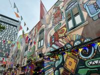 3. Reisetag – Stadtrundfahrt in Singapur – Wandgemälde in Kampong Glam