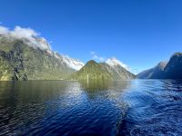 16. Reisetag – Vom Milford Sound nach Queenstown – Milford Sound am Morgen – Mitre Peak