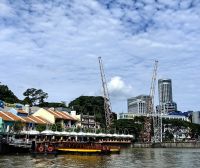 Skyline von Singapur am Clarke Quay