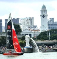 Merlion mit Segelschiff, Singapur