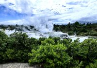 Blick über Te Puia, Rotarua