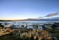 Blick aus unserem Motel auf den Pazifik in Kaikoura