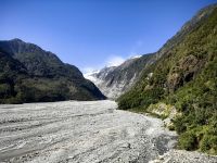 Fuß des Franz Josef Gletschers, um 1908 ging die Gletscherzunge noch bis hierher