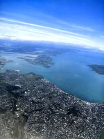 Auckland unter uns nach zehnstündigem Flug