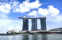 Marina Bay Sands und Lotosblüte, Singapur
