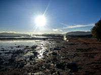 Vor dem Sudima Hotel in Rotorua riecht es nach Schwefel, pufft und zischt