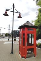 Telefonzelle ganz im Stile der alten Londoner Zellen, Christchurch