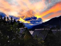 Sonnenuntergang in Queenstown vom Hotelbalkon aus beobachtet