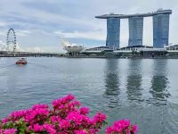 Am Merlion, Blick auf Marina Bay Sands und Singapur Flyer
